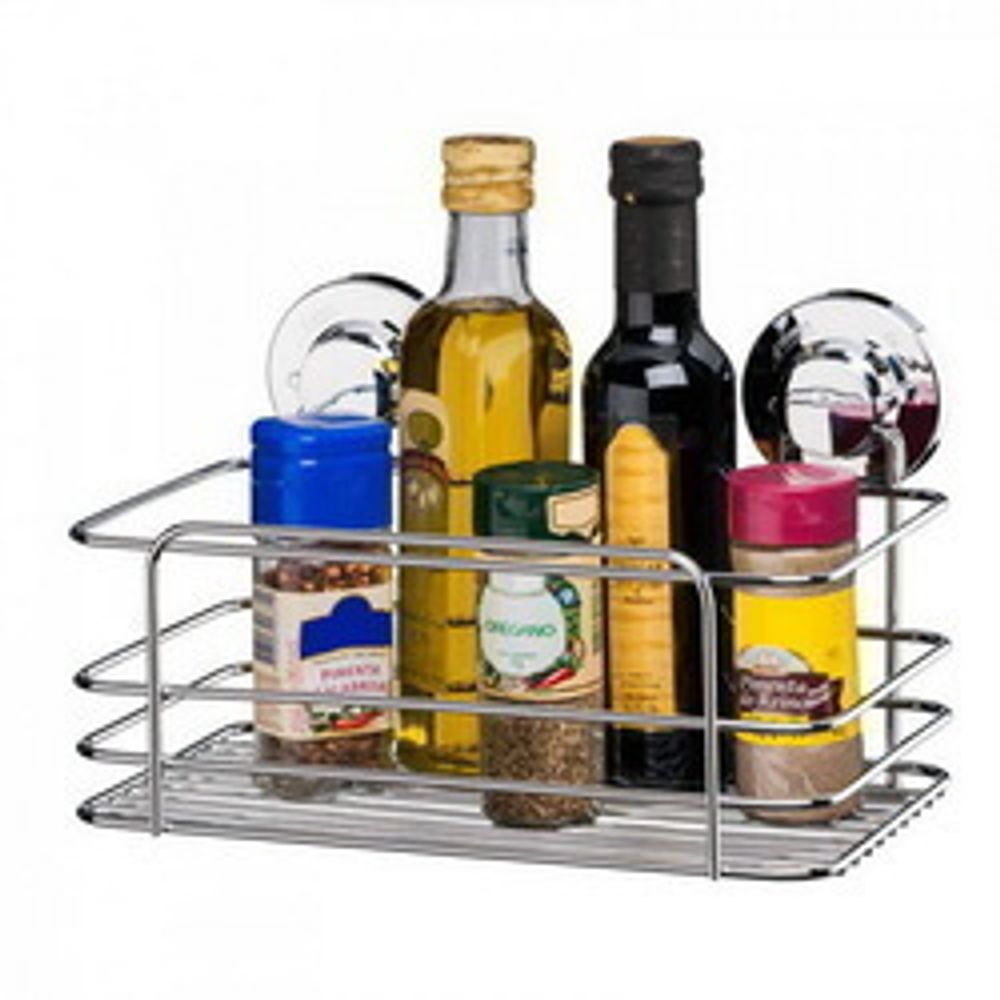 Cesto Retangular Aco Cromado C/ Ventosa Future - Thony Ferragem