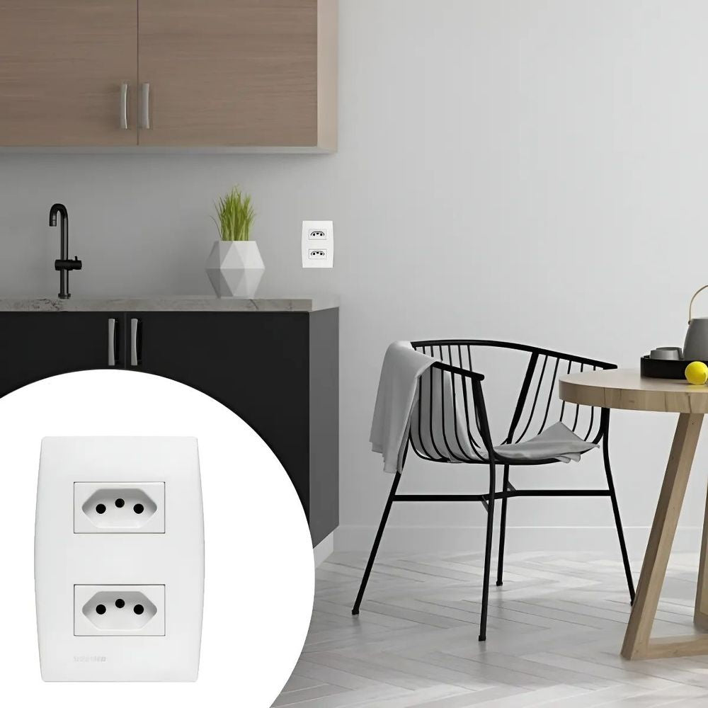 Conjunto 2 Tomada 2P+T 10A 250V 4X2 Branco Ilus - Thony Ferragem