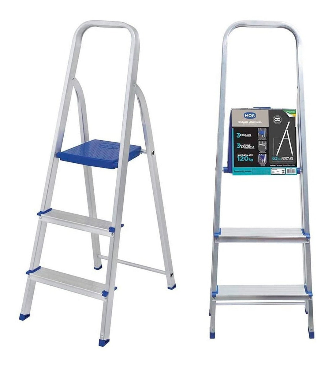 Escada Aluminio 3 Degraus Mor - Thony Ferragem