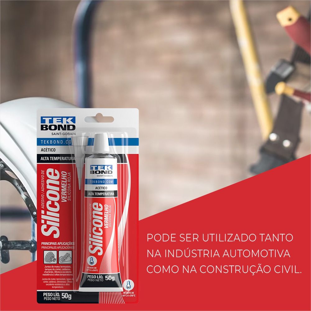 SILICONE ALTA TEMPERATURA VERMELHO 50G - Thony Ferragem