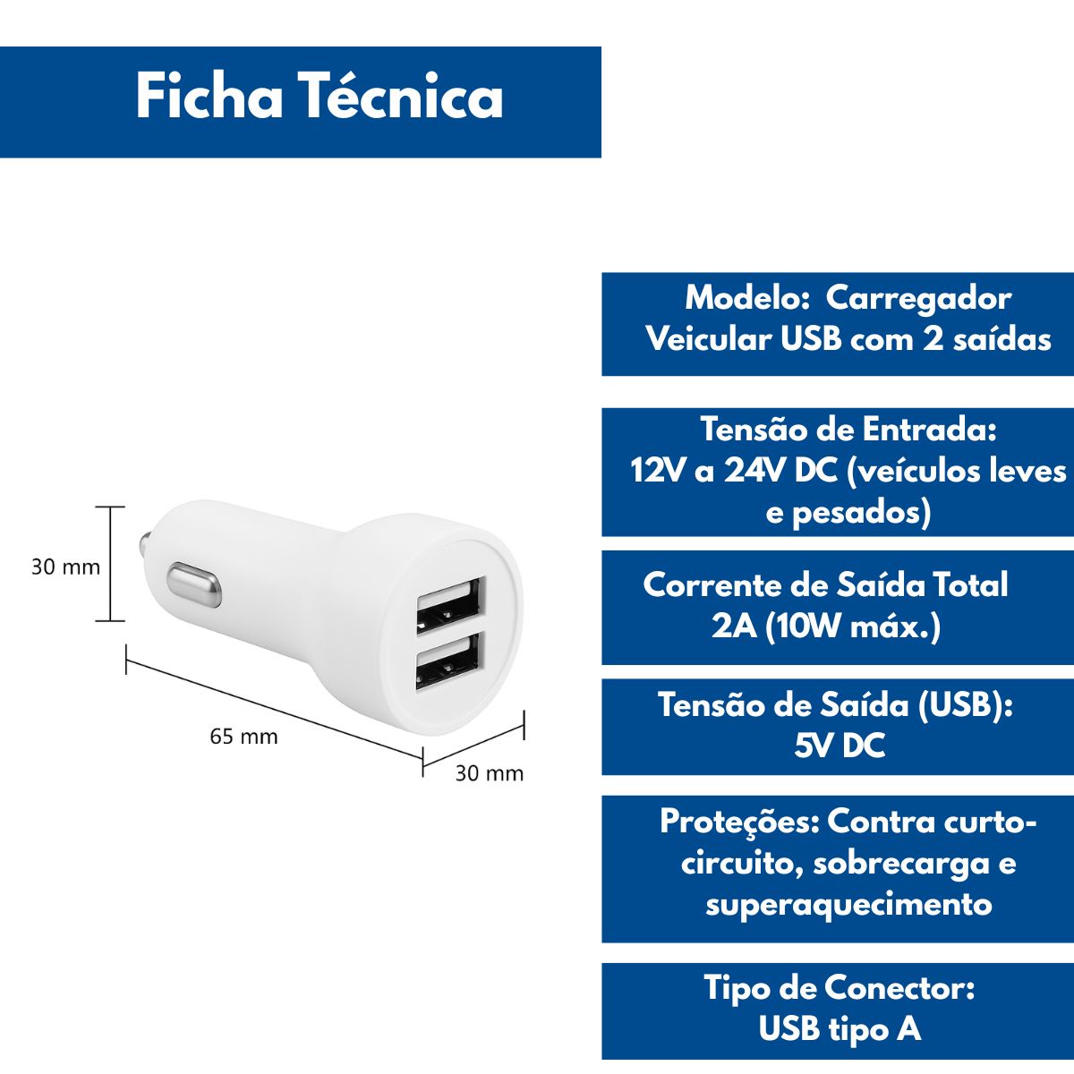Carregador Veicular 12v Com 2 Saidas Usb Elgin - Thony Ferragem