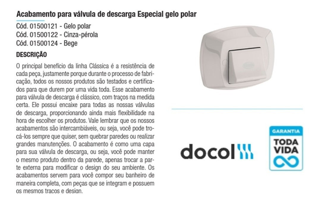 Acabamento P/ Valvula Descarga Especial- Gelo Docol - Thony Ferragem