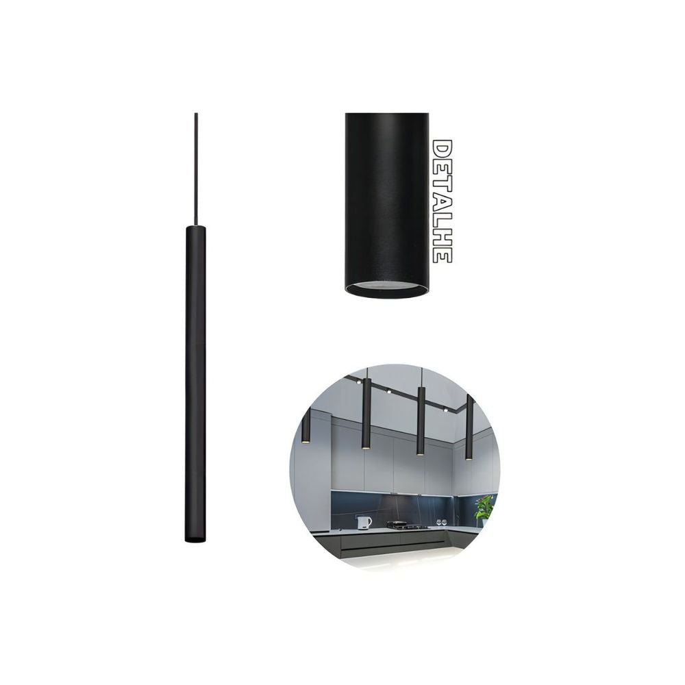 PENDENTE TABLI 600MM MR11 PRETO FOSCO - Thony Ferragem