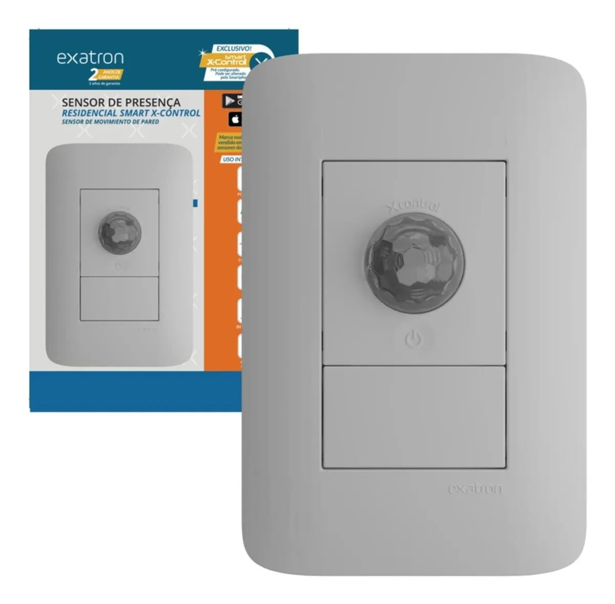 Sensor De Presenca Parede 4x2 Com Tecla Exatron - Thony Ferragem