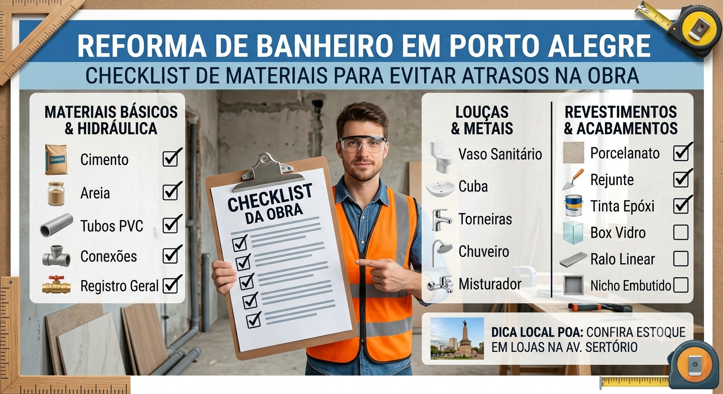Checklist para reforma de banheiro em Porto Alegre: o que comprar antes de começar