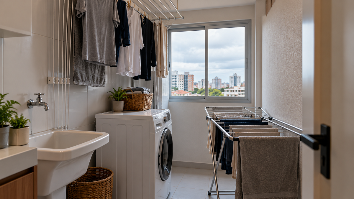 Varal para apartamento: de teto, de parede ou de chão? Qual cabe no seu espaço
