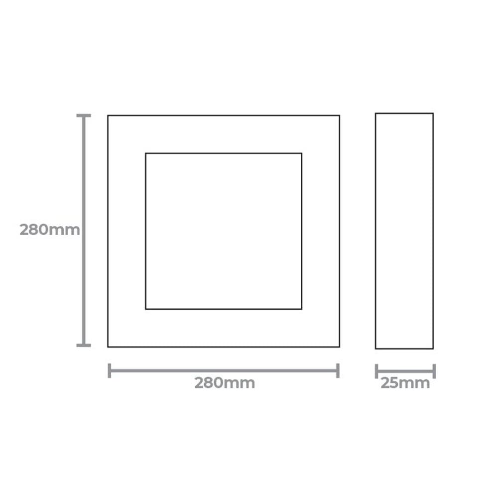 Painel Led Quadrado Sobrepor  24W 4000K Preto Lux Taschibra