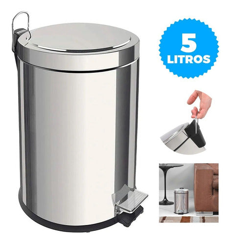 Lixeira Inox Com Pedal Em Aço 5l Tramontina