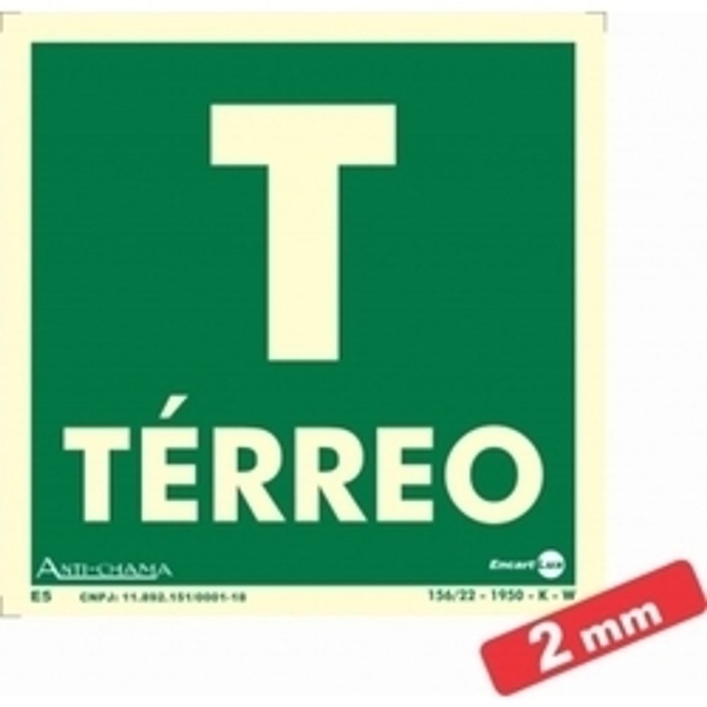 Placa De Sinalizacao Pavimento Terreo 18x18 Pvc Encartale - Thony Ferragem