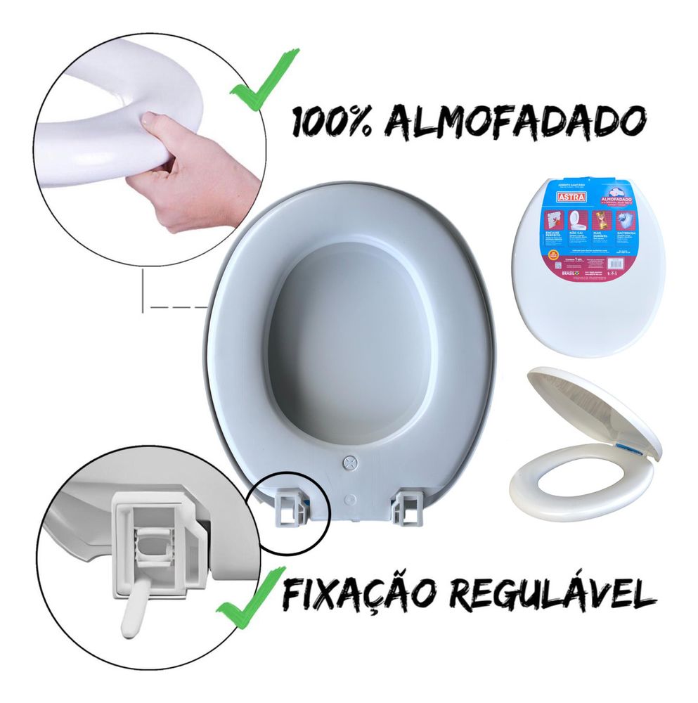 Assento Almofadado Oval Perfumado Branco Astra - Thony Ferragem
