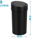 Lixeira Press 9L Click Preta Coza - Thony Ferragem