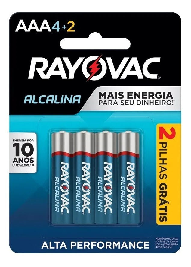 Pilha Alcalina Palito Cartela C/ 6pc (Aaa) Rayovac - Thony Ferragem