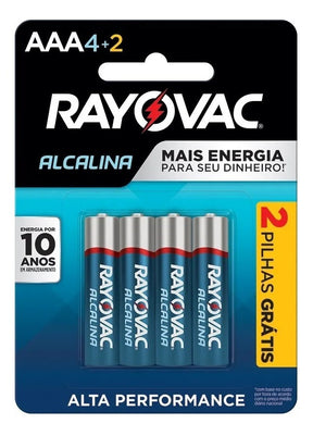 Pilha Alcalina Palito Cartela C/ 6pc (Aaa) Rayovac - Thony Ferragem