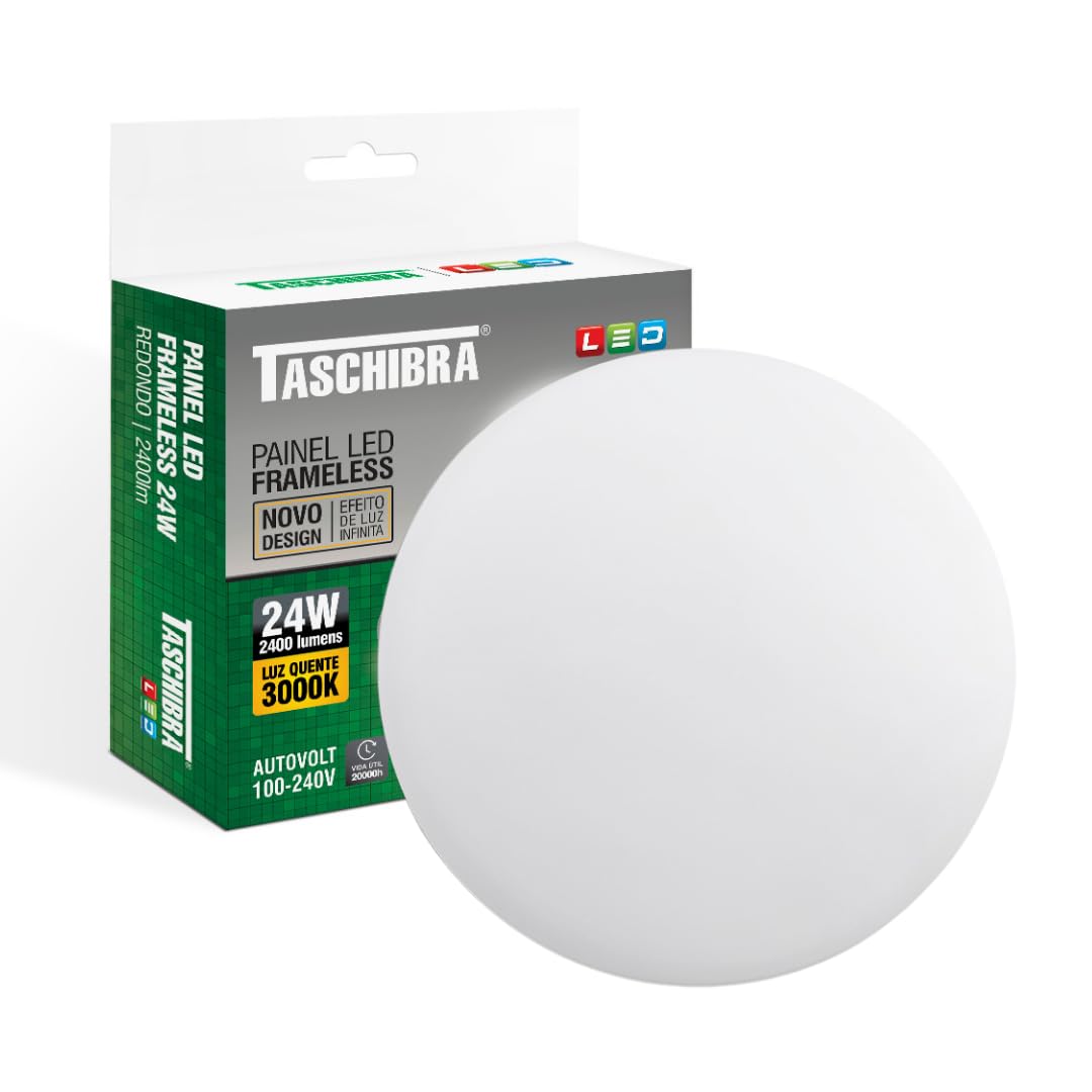 Painel Led 24W 3000K Redondo Frameless Taschibra