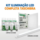 Kit Iluminação LED Completa 5 Lâmpadas + Painel 24W + Luminária 6500K Taschibra