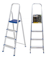 Escada Alumínio 4 Degraus  Prateado/ Azul 5102 Mor - Thony Ferragem