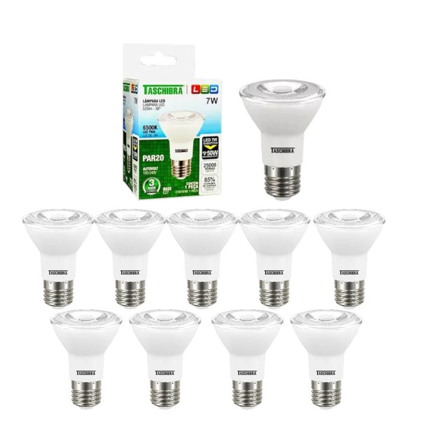 KIT 10  LAMPADAS PAR 20 7W BIVOLT E27 6500K - Thony Ferragem