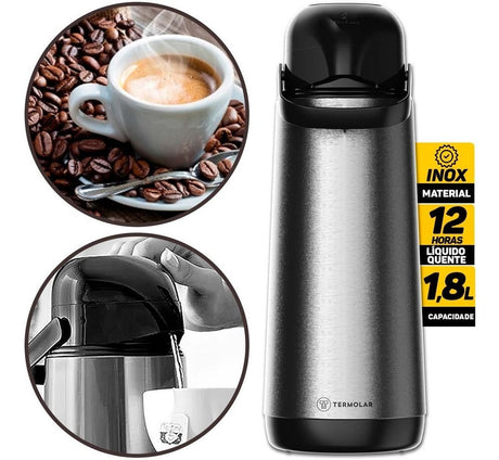 Garrafa Térmica Termolar Bomba De Pressão 1.8L - Thony Ferragem