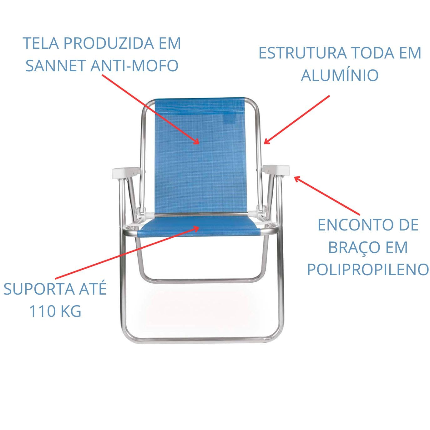Cadeira Alta Alumínio Azul Marinho Mor - Thony Ferragem