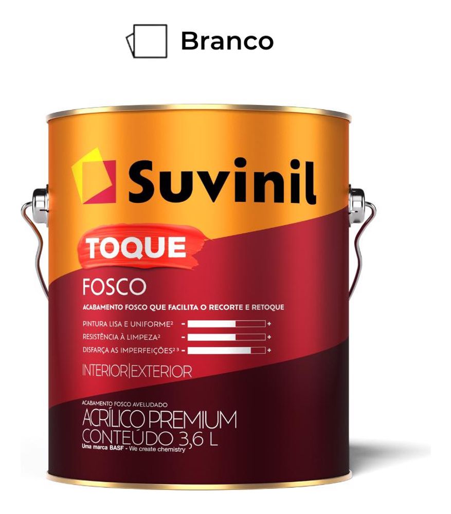 Acrílico Toque Fosco Branco 3,6L Suvinil - Thony Ferragem