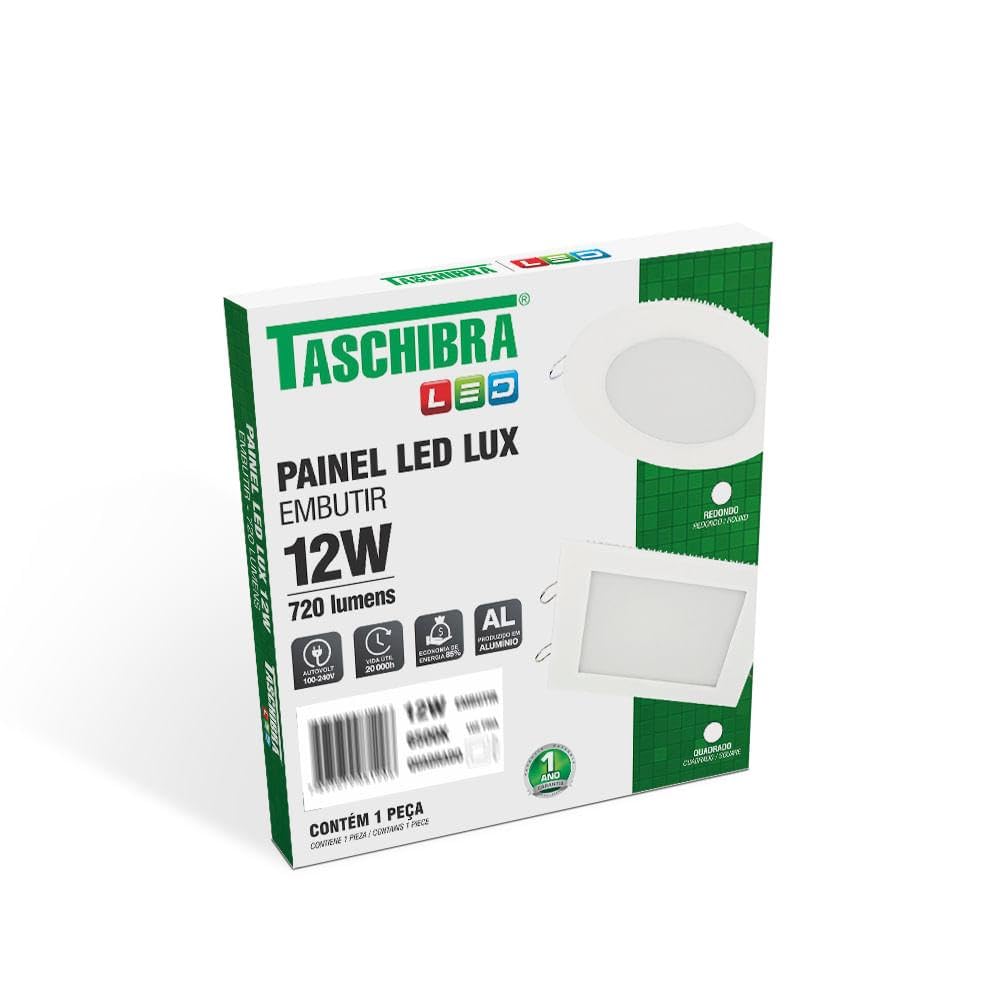 Painel Led 12w Quadrado Embutir 3000k Taschibra