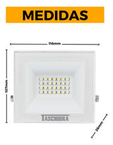 Refletor Holofote Led Tr Slim 30w Carcaça Branca Taschibra Cor Da Carcaça Branco Cor Da Luz Fria (6500k) 110v/220v