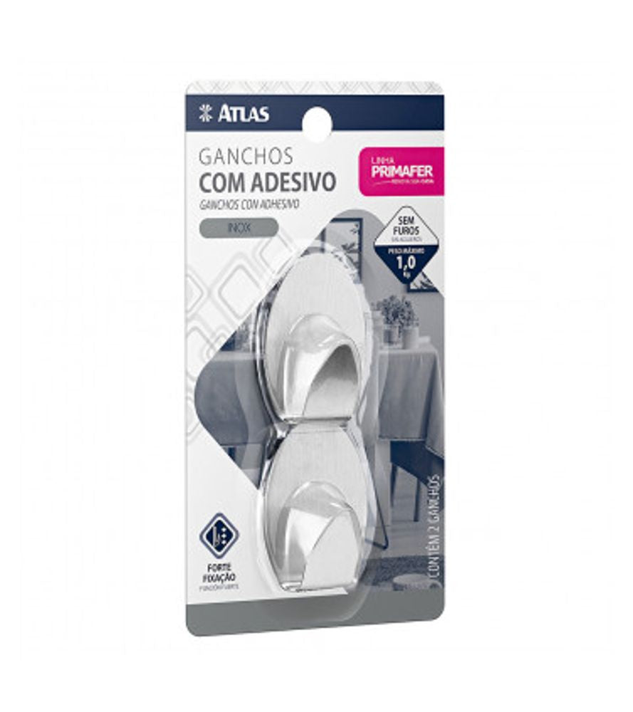Gancho Adesivo Inox 1,0kg C/ 2 Pc - Thony Ferragem