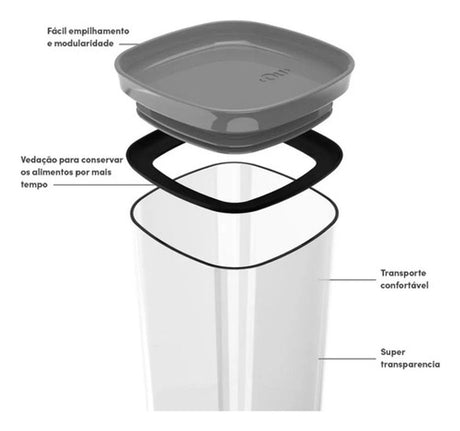 Pote Hermetico Medio 1l Block C/ Tampa Chumbo OU - Thony Ferragem