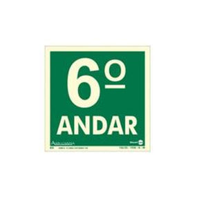 Placa De Sinalizacao Pavimento 6 Andar Fotol 18x18 - Thony Ferragem