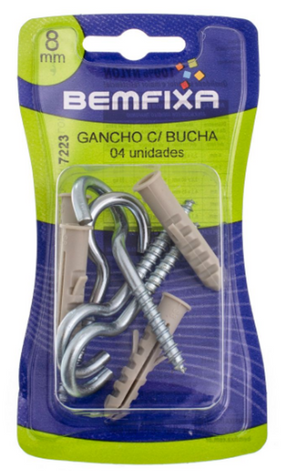 Cartela Gancho Zincado C/ Bucha 08mm - Thony Ferragem