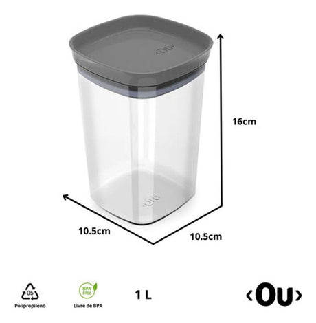 Pote Hermetico Medio 1l Block C/ Tampa Chumbo OU - Thony Ferragem