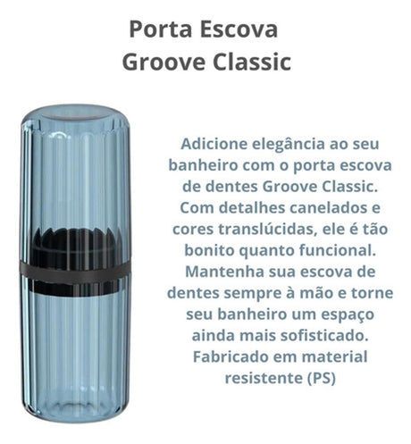 Porta Escova Azul Glacial Groove Classic OU - Thony Ferragem
