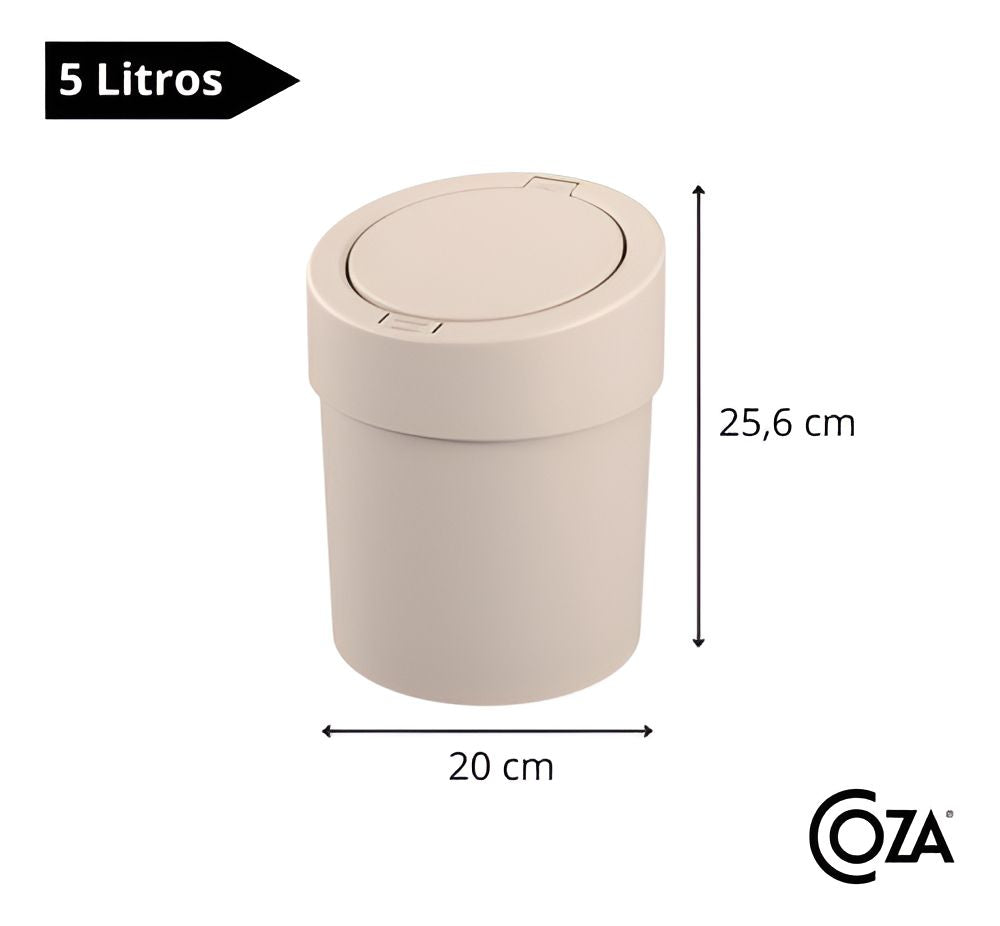 Lixeira com Tampa Press 5L Light Gray Coza - Thony Ferragem