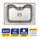 Cuba Sobrepor Inox Morgana 60 Fx 69x49 Tramontina - Thony Ferragem