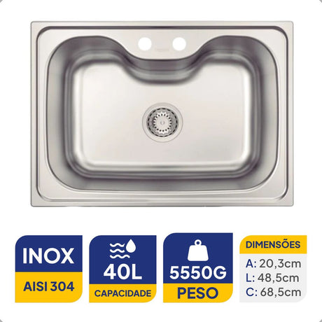 Cuba Sobrepor Inox Morgana 60 Fx 69x49 Tramontina - Thony Ferragem