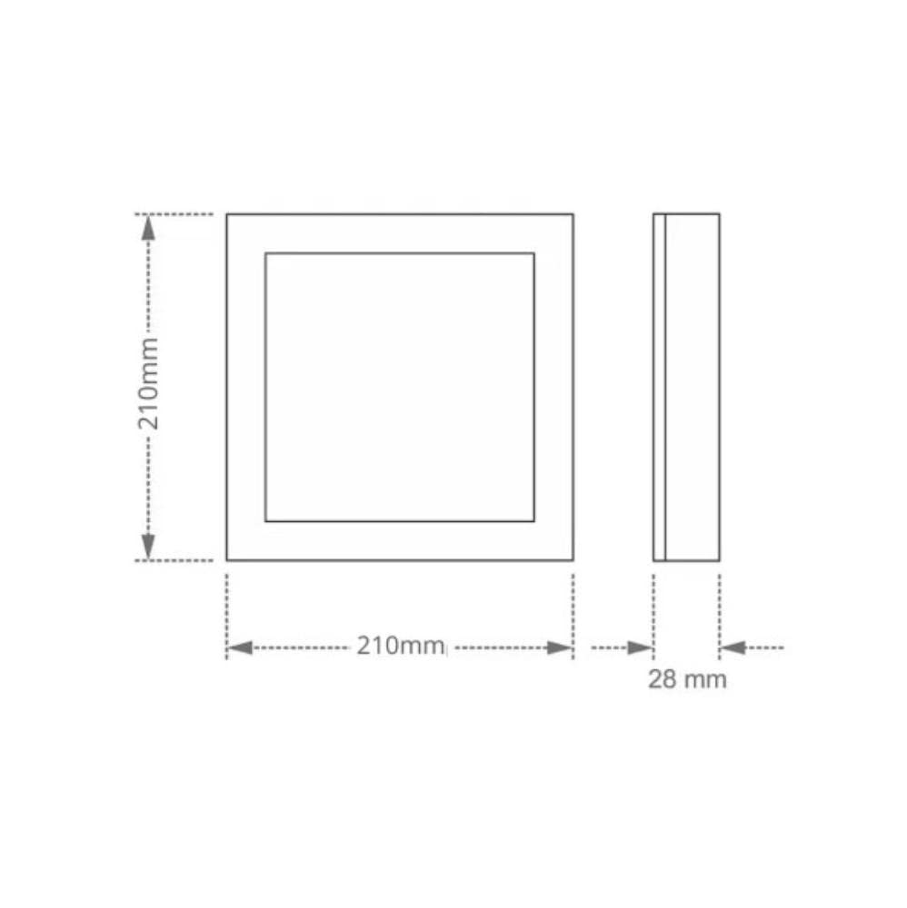 Painel Led 18w Quadrado Sobrepor 3000k Taschibra