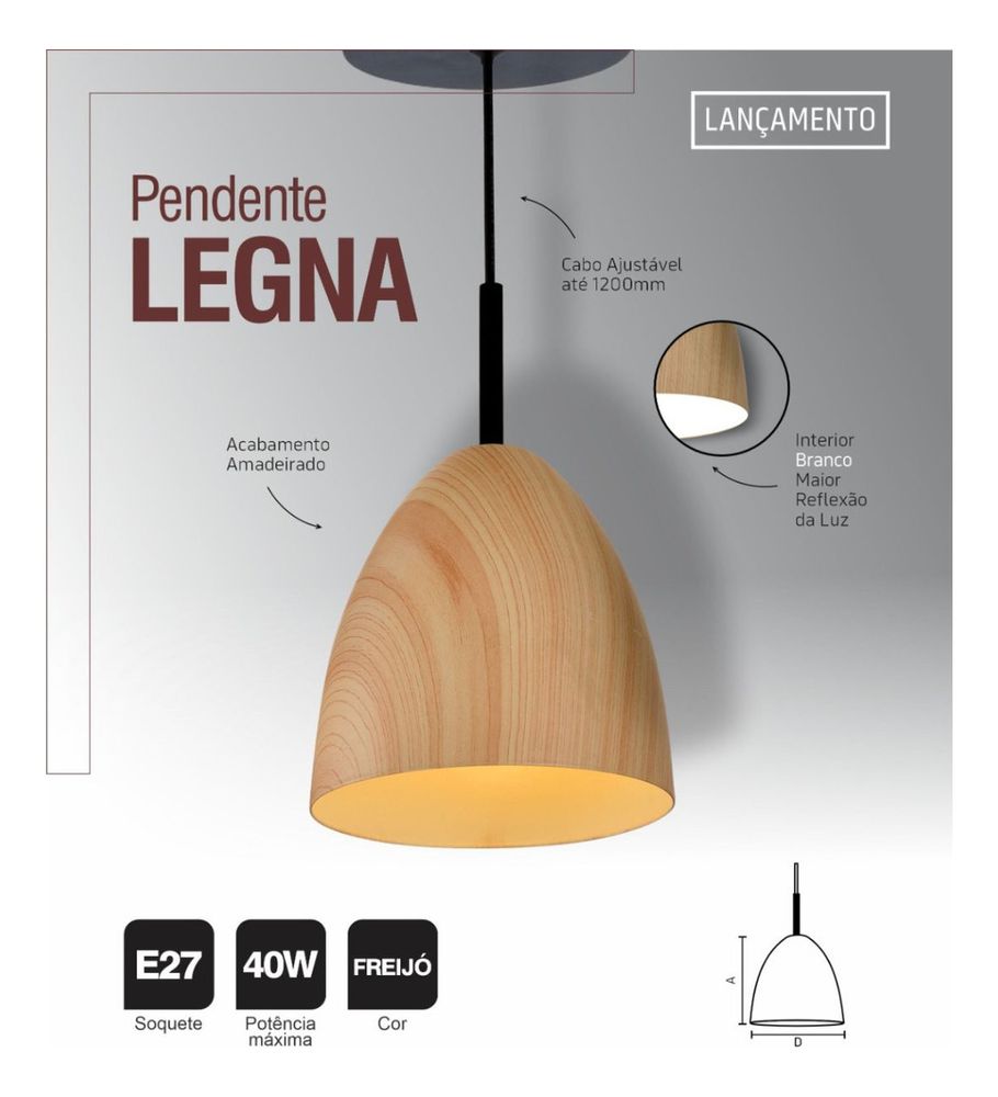 PENDENTE TASCHIBRA LEGNA 1XE27 - Thony Ferragem
