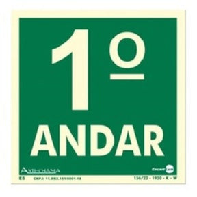 Placa De Sinalizacao Pavimento 1 Andar 18x18 Pvc2m - Thony Ferragem
