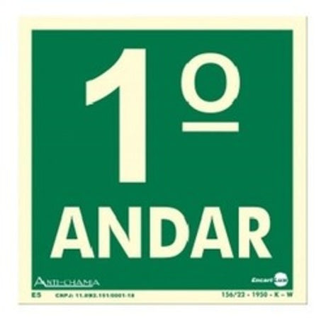 Placa De Sinalizacao Pavimento 1 Andar 18x18 Pvc2m - Thony Ferragem