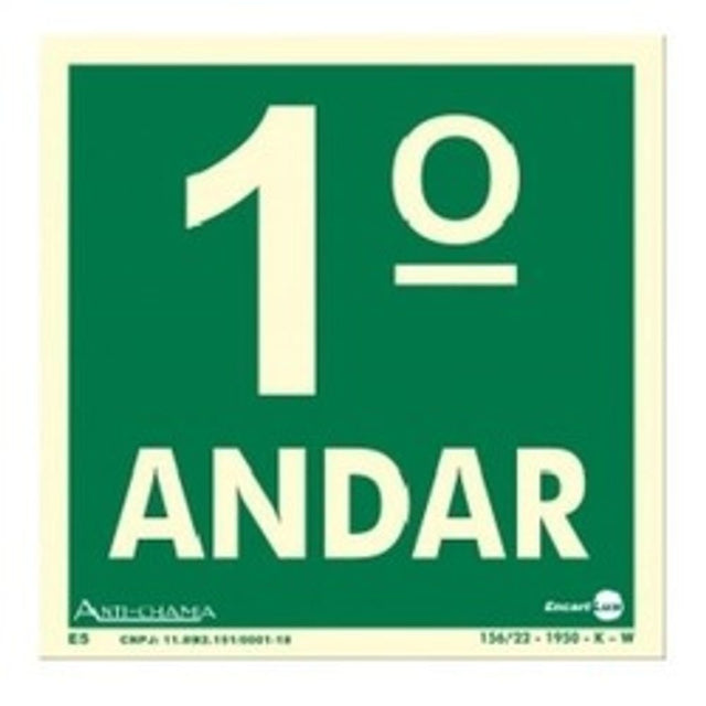 Placa De Sinalizacao Pavimento 1 Andar 18x18 Pvc2m - Thony Ferragem
