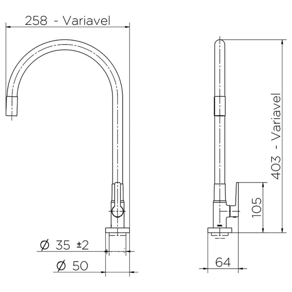 Torneira de Mesa para Cozinha Preto Galiflex Docol