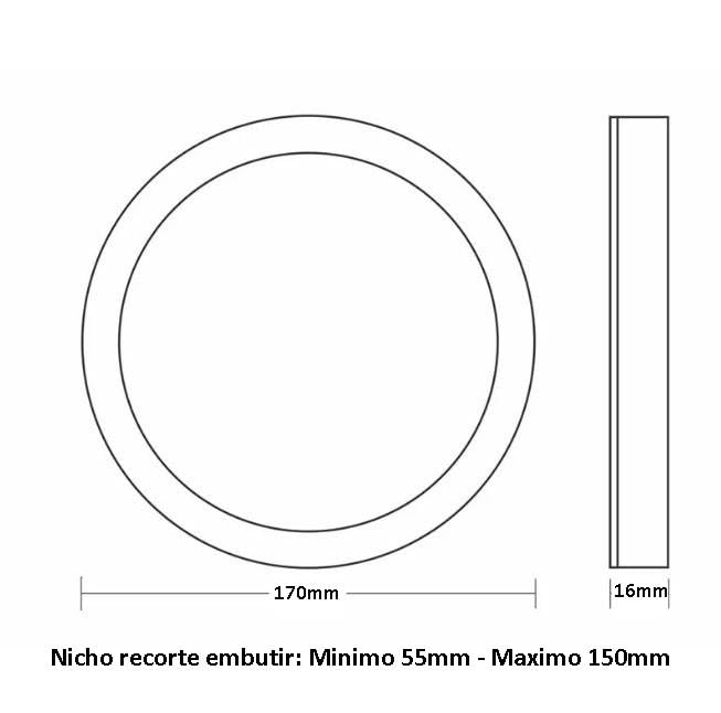 Painel Led 24W 3000K Redondo Frameless Taschibra