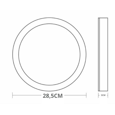 Painel  Led 24W  Redondo Sobrepor Bivolt 6500K Lys Taschibra - Thony Ferragem