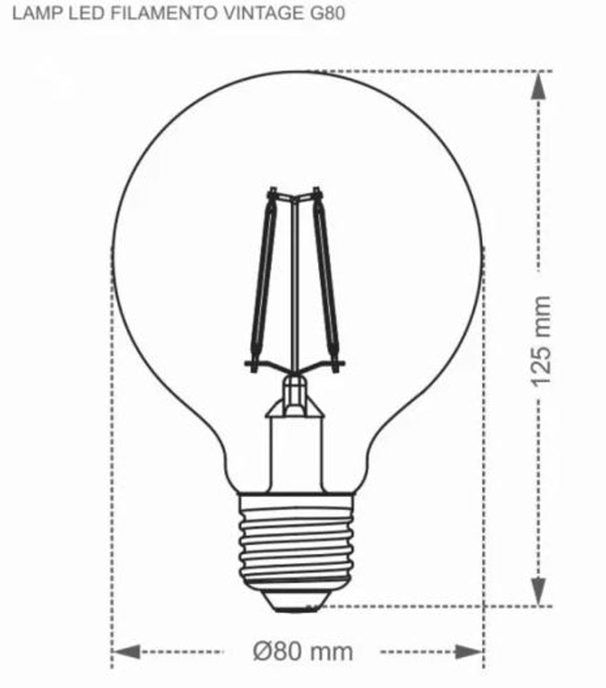 Lampada Led Filamento G80 Vintage Ambar - Thony Ferragem