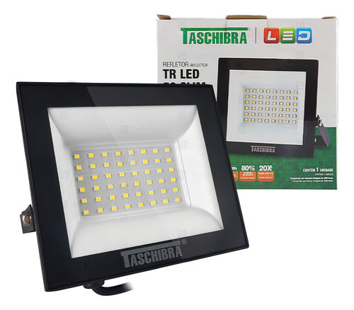 REFLETOR LED SLIM 50W 3000K BIVOLT PRETO