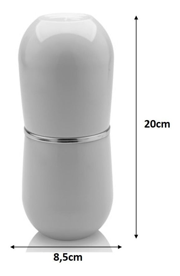 Porta Escova Cromo Belly C/ Tampa Branco OU