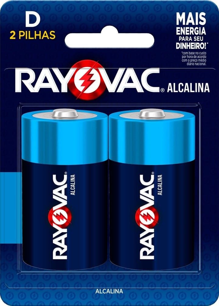 Pilha Alcalina Grande Cartela C/ 2pc (D2) Rayovac - Thony Ferragem