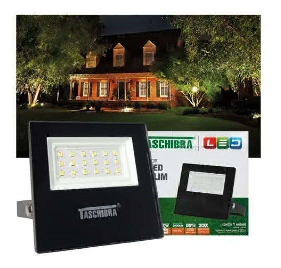 Refletor TR Led 20W Slim 6500K Preto Taschibra