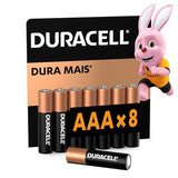 Pilha Alcalina Palito AAA Duracell Cartela com 8 Unidades