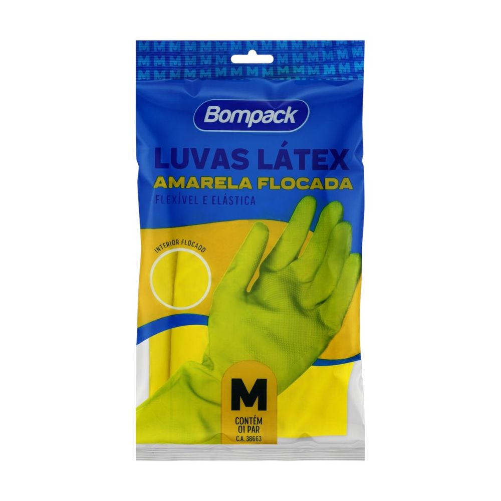 Luva Latex Amarela M Bompack